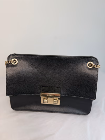 Furla Black Saffiano Leather Chain Shoulder Bag — pre-loved on Thrifted.mt