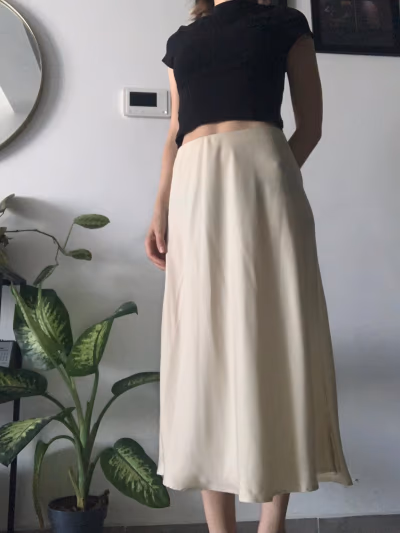 Cream Satin Midi Skirt by Esmara — pre-loved on Thrifted.mt