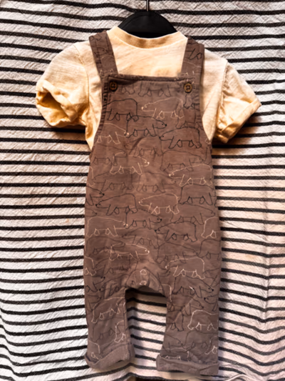 Baby Bear Pattern Dungaree Set by Topomini — pre-loved on Thrifted.mt