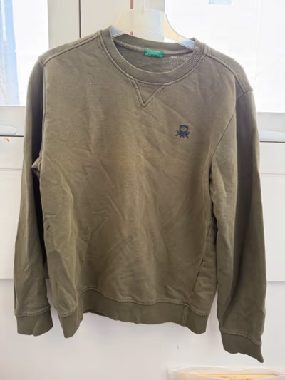 Olive Green Benetton Sweatshirt by United Colors of Benetton — pre-loved on Thrifted.mt