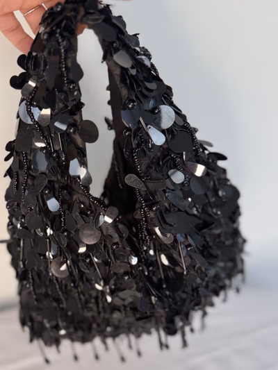 Rita Ora x Primark Black Sequin & Bead Mini Shoulder Bag — pre-loved on Thrifted.mt