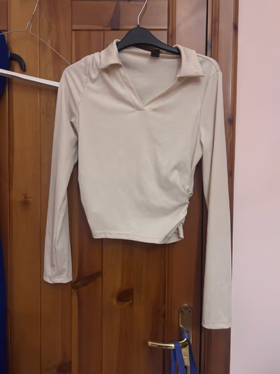 Ribbed Long Sleeve Collared Top by SHEIN — pre-loved on Thrifted.mt