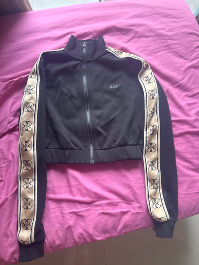 Black Guess Cropped Track Jacket by Guess — pre-loved on Thrifted.mt