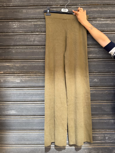 Olive Green Knitted Wide Trousers