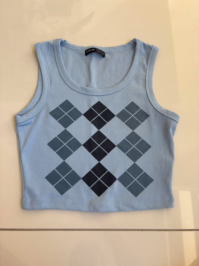 Argyle Ribbed Crop Vest Top by SHEIN — pre-loved on Thrifted.mt