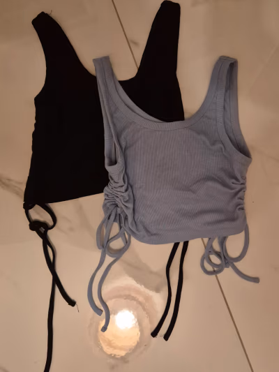 Ribbed side-tie cropped tops bundle by NA-KD — pre-loved on Thrifted.mt