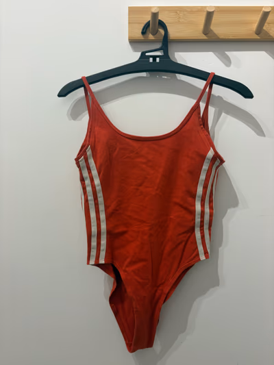Red Adidas Three-Stripe Bodysuit by Adidas — pre-loved on Thrifted.mt