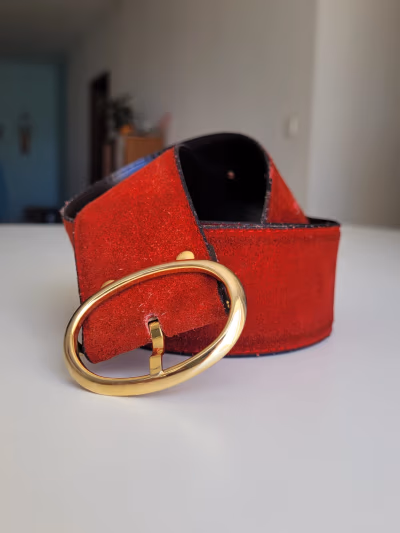 Red Suede Leather Belt — pre-loved on Thrifted.mt
