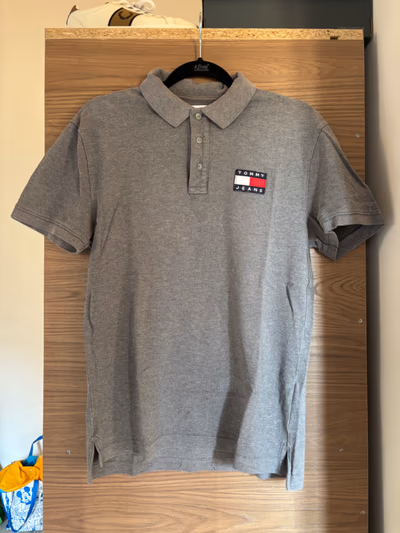 Tommy Jeans grey polo shirt by Tommy Jeans — pre-loved on Thrifted.mt