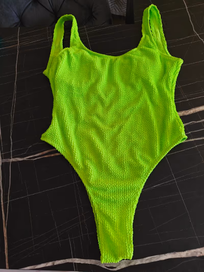 Neon green textured swimsuit — pre-loved on Thrifted.mt