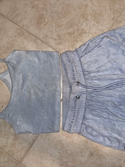 Velour crop top and shorts by Bershka — pre-loved on Thrifted.mt