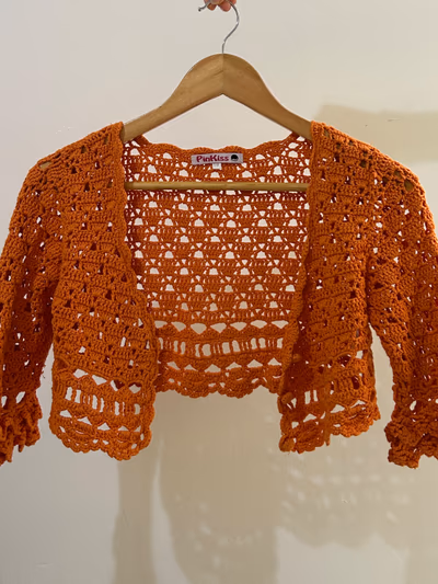 Orange crochet bolero — pre-loved on Thrifted.mt