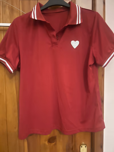 Red Heart Embroidered Polo Shirt by SHEIN — pre-loved on Thrifted.mt