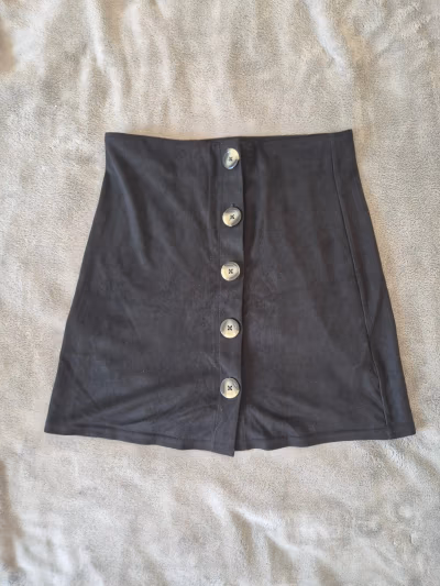 Soft Suede Black Skirt with Buttons by TALLY WEiJL — pre-loved on Thrifted.mt