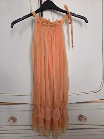 Morgan Orange Silk Ruffle Blouse  by Morgan — pre-loved on Thrifted.mt