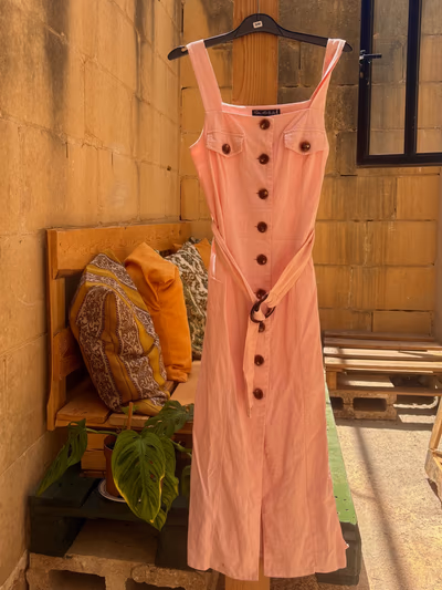 Miss Selfridge Pink Linen Button Dress by Miss Selfridge — pre-loved on Thrifted.mt