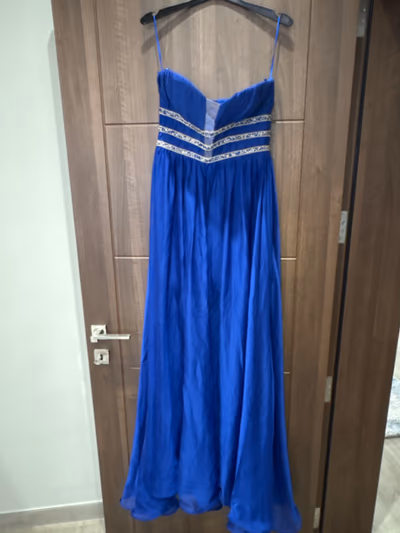 Royal Blue Embellished Maxi Dress by Nina Covaci — pre-loved on Thrifted.mt