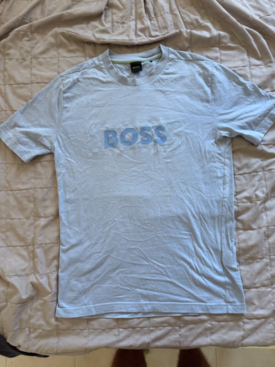 Light Blue BOSS Logo T-shirt by BOSS — pre-loved on Thrifted.mt