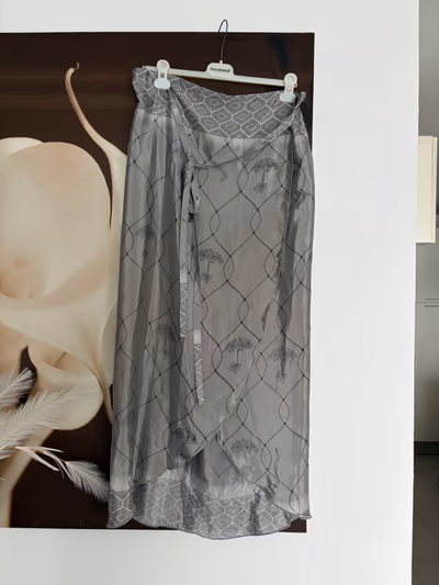 Grey Umbrella Pattern Wrap Skirt — pre-loved on Thrifted.mt