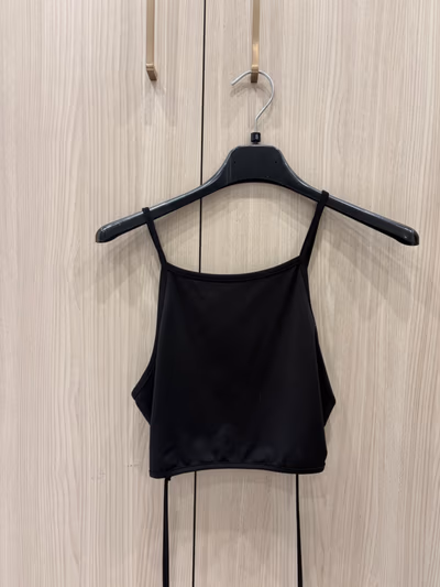 Black lace-up crop top — pre-loved on Thrifted.mt