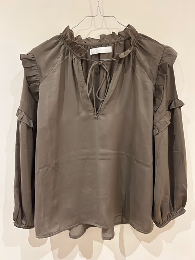 MNG Ruffled Long Sleeve Blouse by Mango — pre-loved on Thrifted.mt