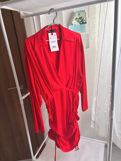 Red Ruched Mini Dress by Zara — pre-loved on Thrifted.mt