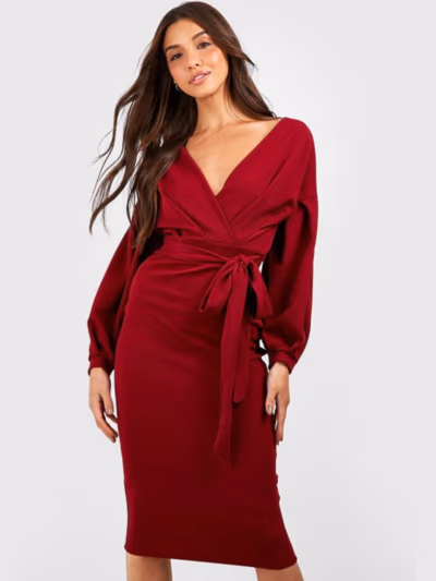 Boohoo Off the shoulder wrap dress — pre-loved on Thrifted.mt