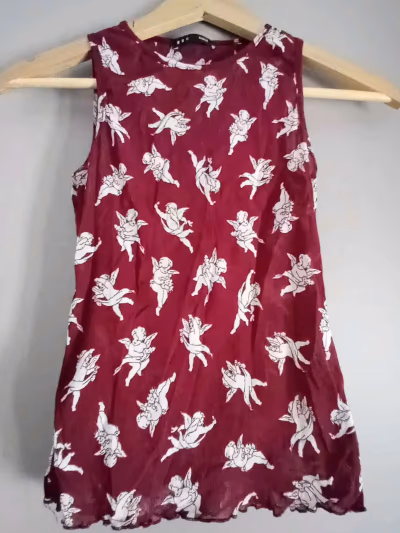 Red Cherub Print Sleeveless Top by Sasch — pre-loved on Thrifted.mt