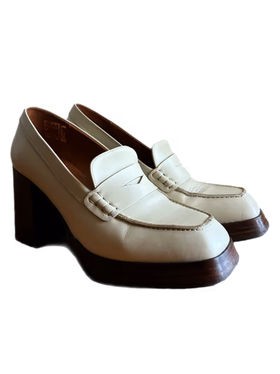Alohas Cream Heeled loafers  by Alohas  — pre-loved on Thrifted.mt