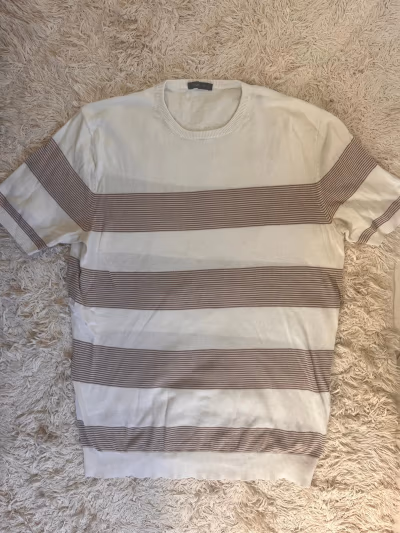 Dan John Striped Knit Top M by Dan John — pre-loved on Thrifted.mt