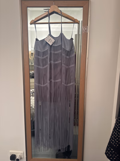Silver metallic fringe midi dress by Zara — pre-loved on Thrifted.mt