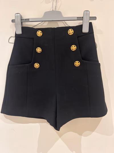 Zara Black high-waisted gold-button shorts by Zara — pre-loved on Thrifted.mt