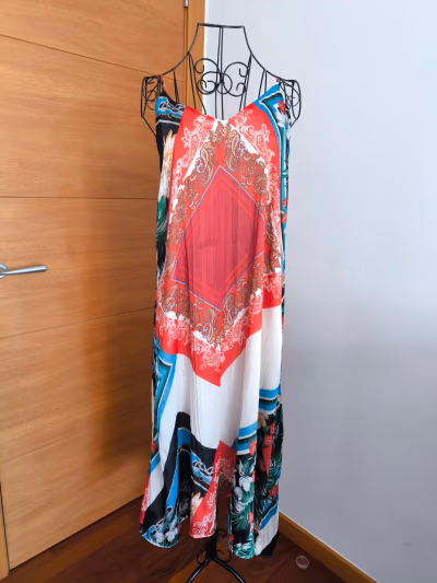 Zara patterned pleated maxi dress by Zara — pre-loved on Thrifted.mt
