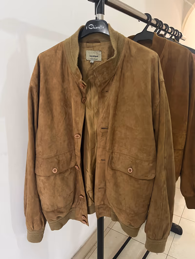 Conbipel Brown Suede Bomber Jacket — Size 52 — pre-loved on Thrifted.mt