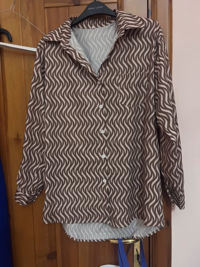 Brown Patterned Long Sleeve Shirt by SHEIN — pre-loved on Thrifted.mt