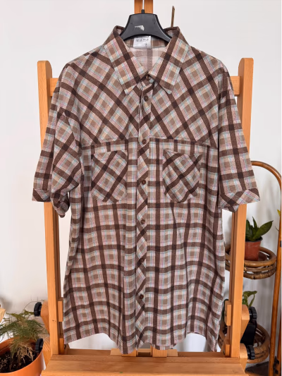 Vintage check short sleeve shirt by Itex — pre-loved on Thrifted.mt