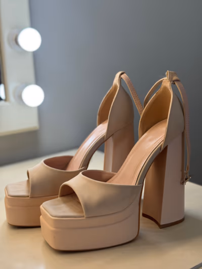 Chunky Platform Ankle Strap Heels — pre-loved on Thrifted.mt