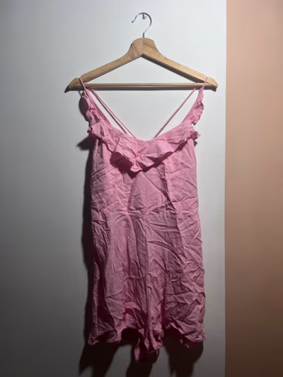 Pink Ruffle Strap Mini Playsuit by Pimkie — pre-loved on Thrifted.mt