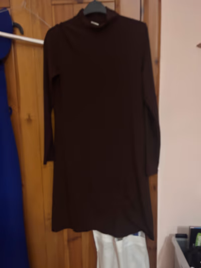 Burgundy Ribbed High Neck Dress by H&M — pre-loved on Thrifted.mt