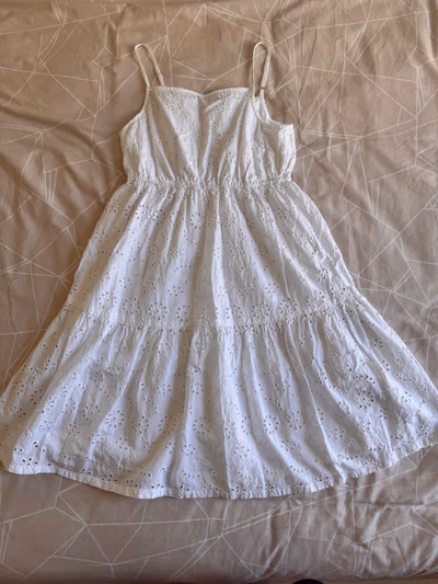 White Embroidered Cotton Sundress by People — pre-loved on Thrifted.mt