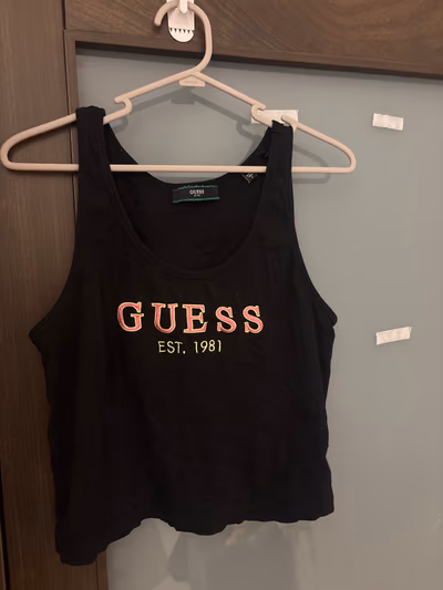 Guess Black Logo Tank Top by Guess — pre-loved on Thrifted.mt