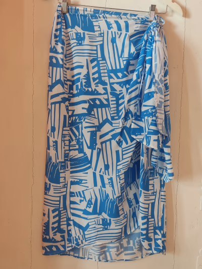 Blue White Graphic Print Skirt by Koton Beachwear — pre-loved on Thrifted.mt