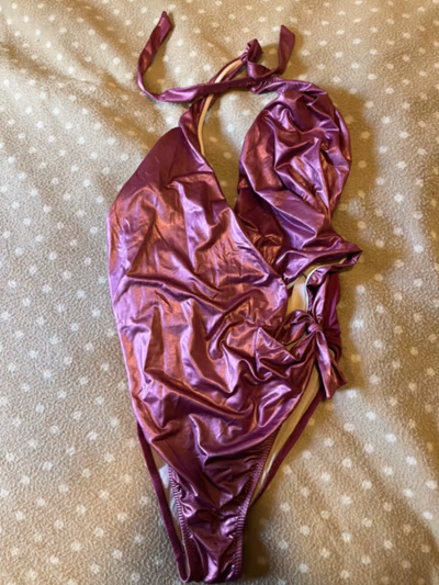 Metallic Purple Halter Swimsuit by Unknown — pre-loved on Thrifted.mt