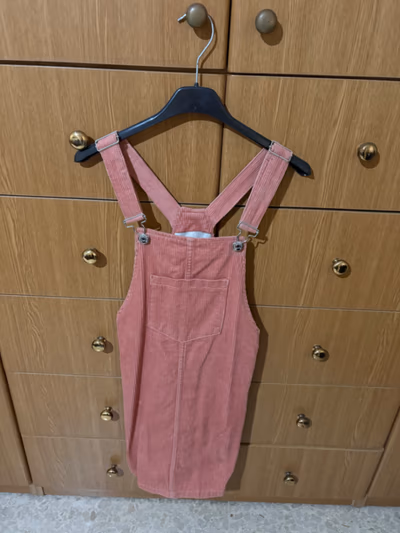 Corduroy Pink Pinafore Dress by Stradivarius — pre-loved on Thrifted.mt