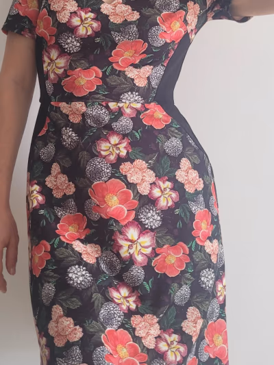 Floral Pattern Short Sleeve Dress