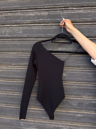 Bershka Black One-Shoulder Bodysuit