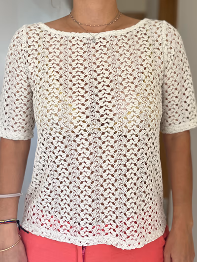 Promod Off White Crochet Knit Top by Promod — pre-loved on Thrifted.mt