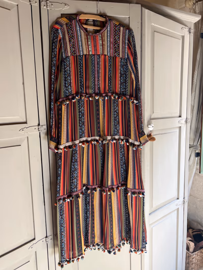 Boho striped pom-pom maxi dress by Zara — pre-loved on Thrifted.mt