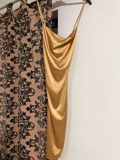 Gold Satin Cami Mini Dress by boohoo — pre-loved on Thrifted.mt