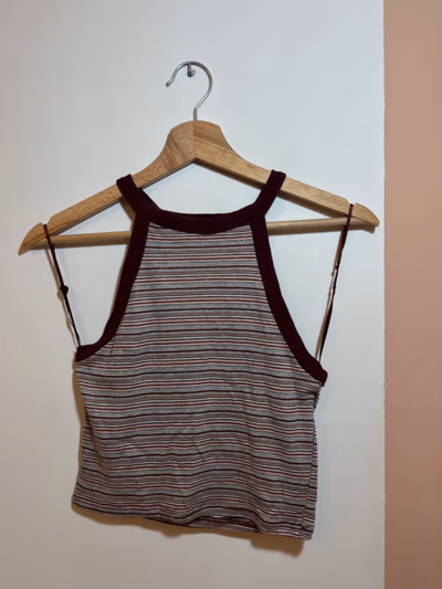 Striped High-Neck Crop Vest by PULL&BEAR — pre-loved on Thrifted.mt